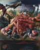 Krieg und Spiel, 1992, Mischtechnik auf Hartfaser, 170 x 135 cm