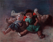 Meine alten Puppen, 1977, Öl auf Leinwand, 60 x70 cm