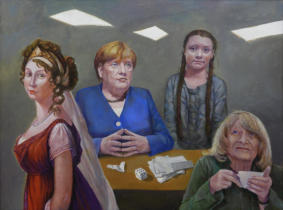 4 Frauen, 2019, Mischtechnik auf Hartfaser, 90 x 120 cm