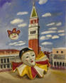 Campanile in Venedig, 2021, Mischtechnik auf Hartfaser, 100 x 80 cm