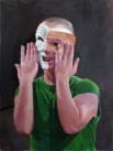 Doppelmaske, 2019, Mischtechnik auf Hartfaser, 80 x 60 cm